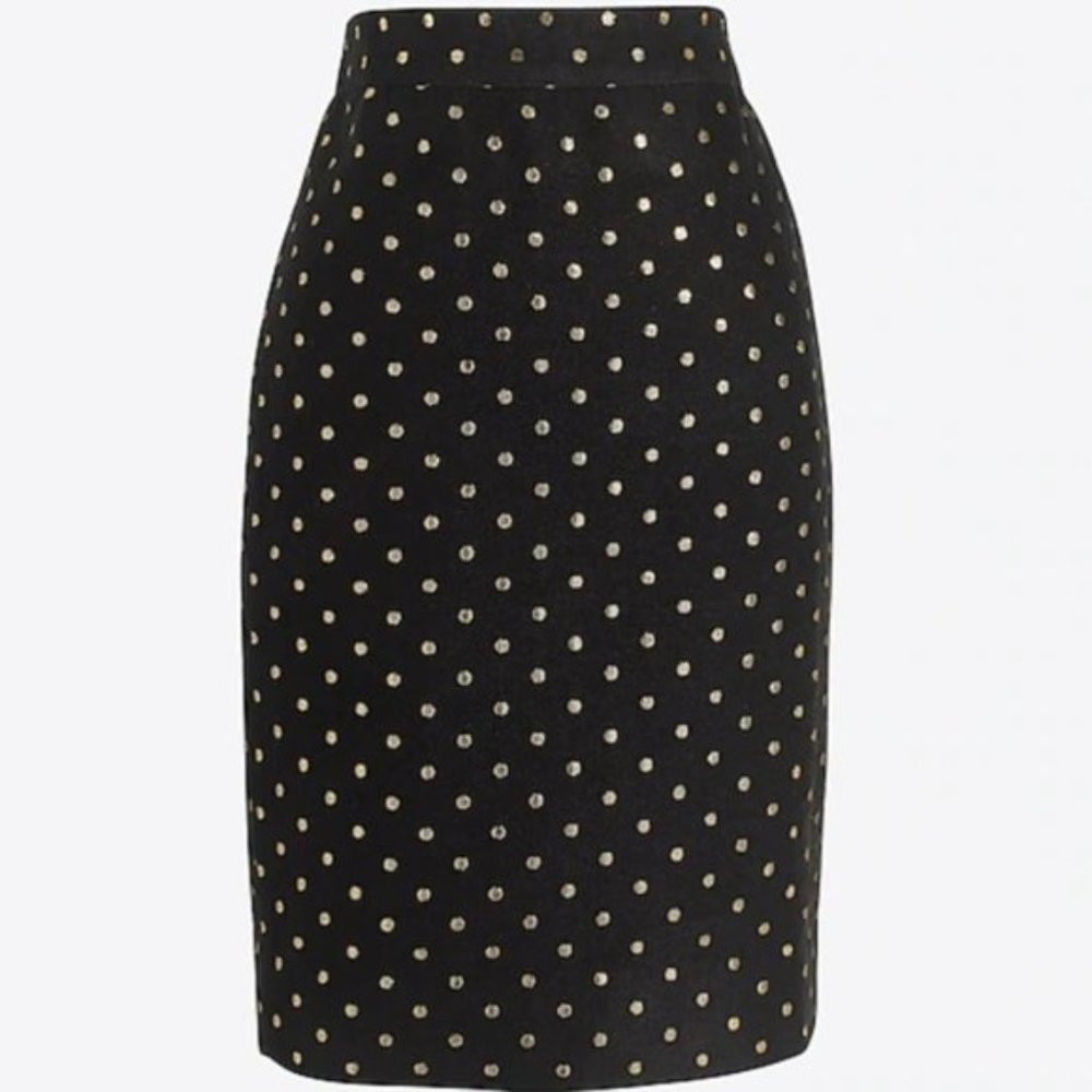 Never Worn! -J Crew Factory Black & Gold Dot Pencil Skirt -NWOT(New WithoutTags)